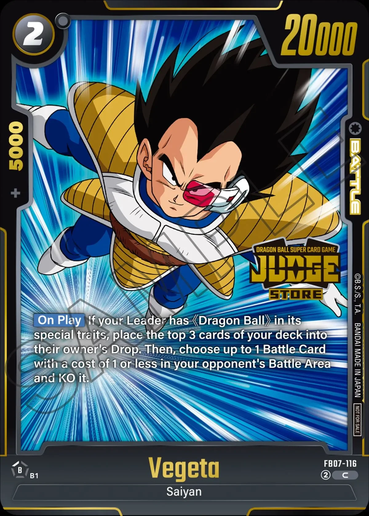 Vegeta – karta Dragon Ball Super Card Game Fusion World, rarity C, kolor black